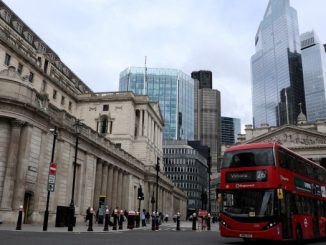 A view of the Bank of England and the financial district