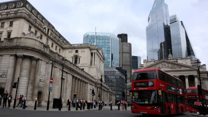 A view of the Bank of England and the financial district