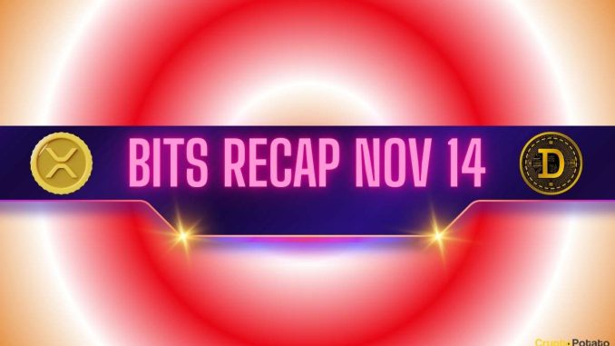 Ripple (XRP) Price Turmoil, Dogecoin (DOGE) Whales Wake up, and More: Bits Recap Nov 14