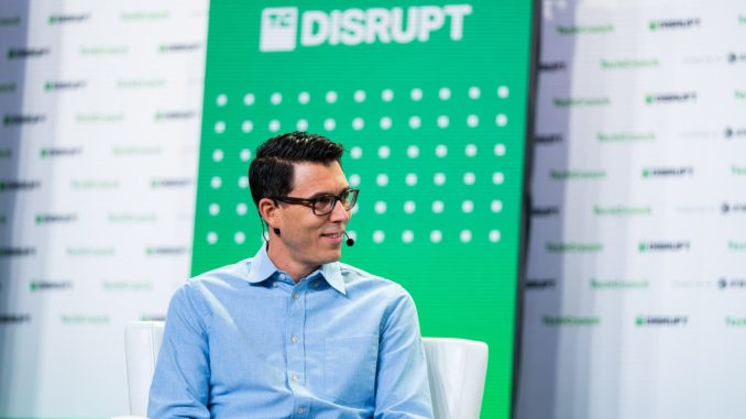 RJ Scaringe, CEO at Rivian, on the TechCrunch Disrupt stage