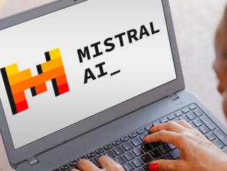 Mistral logo on laptop screen