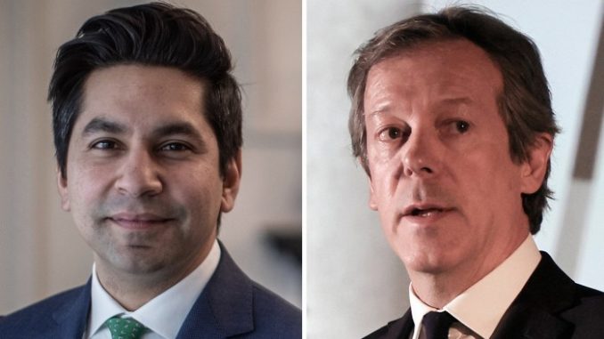 Varun Chandra, left, and Nigel Casey, right, shown in side-by-side portrait photographs.