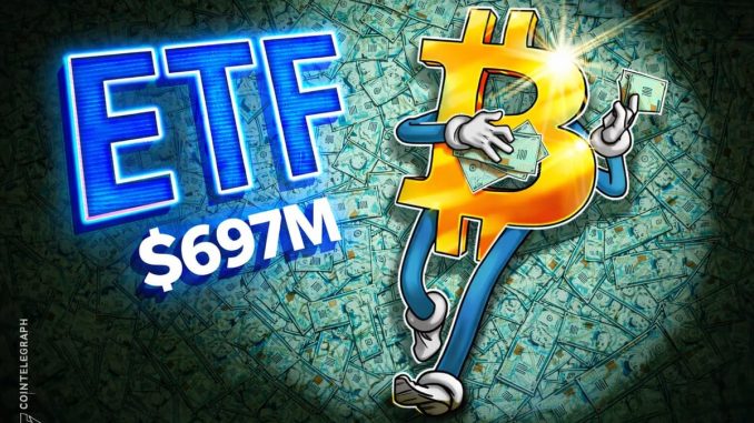 Bitcoin ETFs Attract $697M in Second Trading Day of 2026
