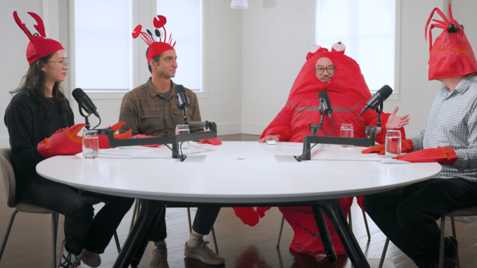 Y Combinator crew dressed like crabs