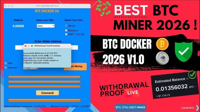 Best Bitcoin Miner Software 2026 | Live 0.01 BTC Mining Proof | BTC Docker 26 (2026)