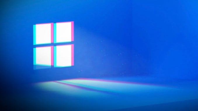 Windows logo on a dark blue background.