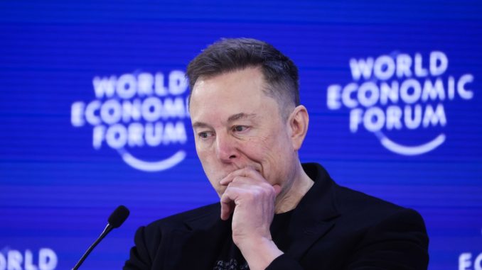 Elon Musk, chief executive officer of Tesla Inc., during the World Economic Forum (WEF) in Davos, Switzerland, on Thursday, Jan. 22, 2026.
