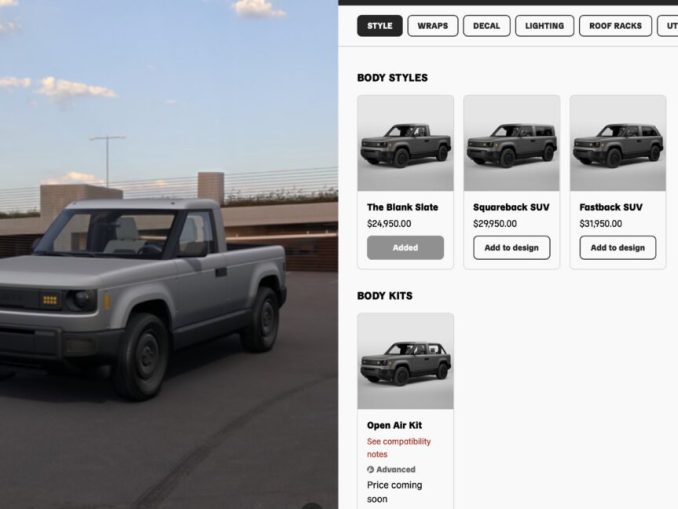 A screenshot of Slate Auto's configurator