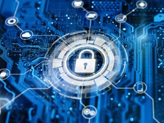 Lock in the middle of a network of applications illustrating cloud security