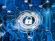 Lock in the middle of a network of applications illustrating cloud security