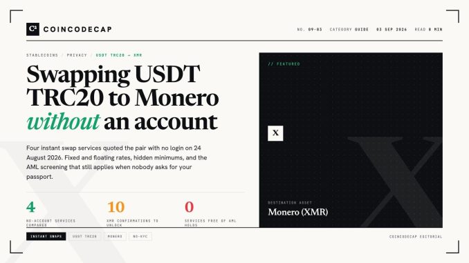 Best Ways to Swap USDT TRC20 to XMR (2026 Rates & KYC)
